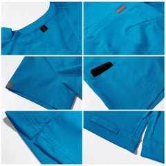 Hospital Nursing Uniform Surgery Scrubs Tops Women Short Sleeved Shirts Dental Clinic Workwear Nurse Blouse Doctor Clothes Black