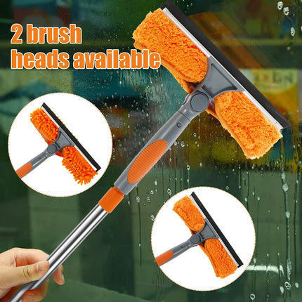 Extendable Window Cleaner Tools Set 2 in 1 Double Sided Window Cleaner Duster Tool 180° Rotatable Long Handle Window Mop