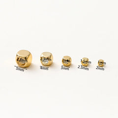 50pcs/lot 2-5mm 14K/18K Real Gold Plated Brass Square Spacer Loose Beads for DIY Jewelry Making Beads Accessories Findings
