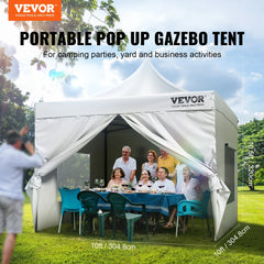 VEVOR 10x10 FT Pop up Canopy with Removable Sidewalls Portable Gazebo & Wheeled Bag  UV Resistant Waterproof Tent for Patio