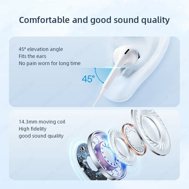 Type C Wired Earphones For Apple iPhone 15 Pro Max In-Ear With Microphone For Sumsung Onepuls Xiaomi Redmi Huawei USB C Earpbuds