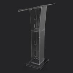 Acrylic Podium Floor Standing Clear Lecterns W/ Storage Shelf School Stand Desk Church Pulpit Office Lecture Table 43in H