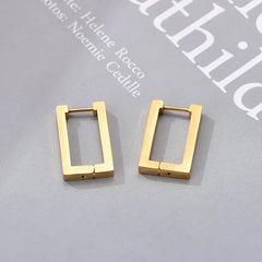 Classic Stainless Steel Hoop Earrings For Women Men Heart Star Oval Rectangle Round Triangle Gold Color Punk Hip Hop Jewelry