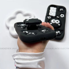 3D Black briquettes Grip Tok Holder Silicon Soft Phone Case For Samsung Galaxy S25 Ultra S24 S23 Ultra S21 FE