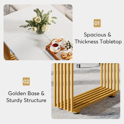 Tribesigns 63-Inch Rectangular Dining Table for 4 to 6, Modern Kitchen Table with Faux Marble Table Top, White Dinner Tables