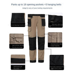 Cargo Pants Men Workwear Multi-Pocket Outdoor Hiking Joggers Pants Work Trousers Men with Wear resistant multi pocket Knee Pads