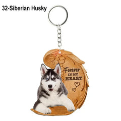 1 Piece 23 Style Dog Forever In My Heart  Angel Pendant Bag Key Chains Car Keychain Keyring  Pet Jewelry Gift For Women Girls