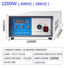 GENENG Ultrasonic Generator 40KHz Power Adjustable 600W/1500/3000W Converts Electrical Pulses Transducer Power Supply
