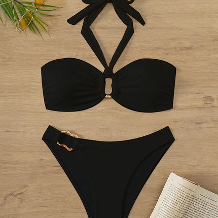 "2025 Sexy Bandeau Push-Up Bikini Set - Brazilian Thong Swimwear for Women"