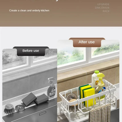 Kitchen Shelf Rag Storage Drainage Shelf No-Punch Storage Rack Home Spice Rack Sink Tap Sink Drainage Rack Kitchen Accessories