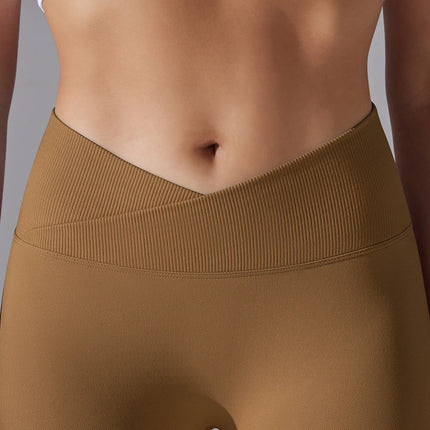 Crossover Waist Women Yoga Leggings Hips Lifting Gym Leggings Seamless Sport Pants High Waist Fitness Leggings Workout Running