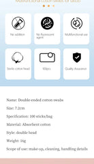 100/300 Pcs Disposable Ultra-small Cotton Swab Brush Lint Free Micro Wood Makeup Brushes Eyelash Extension Glue Removing Tools