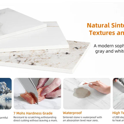 High Gloss 4-6 Seat Rectangular Marble Dining Table for Kitchen Island Restaurant Lunch Dinner Table Metal Frame