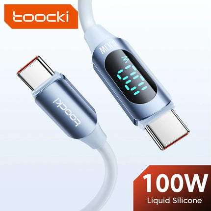 Toocki Silicone USB Type C to USB C Cable PD 100W Fast Charge  for Macbook Samsung Huawei Xiaomi Type C to Type C Cable Display