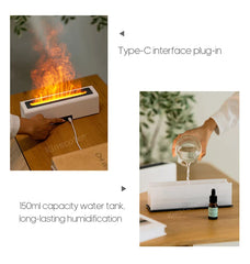 KINSCOTER RGB Flame Aroma Diffuser Air Humidifier Ultrasonic Cool Mist Maker Fogger LED Essential Oil Fire LED Lamp Difusor Gift