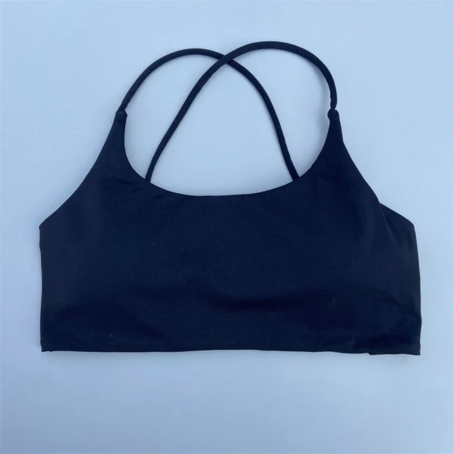 Women Sports Bra Sexy Cross Straps Back Fitness Bralette High Impact Gym Yoga Workout Crop Top Vest Push Up Running Underwear