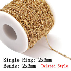 No Fade 2Meters Stainless Steel Chains for Jewelry Making DIY Necklace Bracelet Accessories Gold Chain Lips Beads Beaded Chain