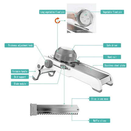 LMETJMA Ultra Sharp Mandoline Slicer Upgraded Vegetable Slicer Kitchen Adjustable Thickness Food Cutter Slicer Dicer KC0450