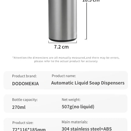 Kitchen Soap Machine Automatic Sensor Out of Hand Sanitizer Smart Electric Body Wash Soap Dispenser 304 Stainless Steel