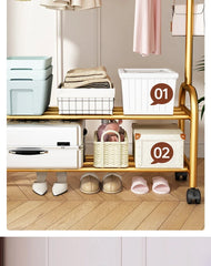 Aesthetic Golden Clothes Rack Metal Balcony Nordic Wheels Clothes Rack Floor Bedroom Burro Ropa Perchero Hallway Furniture