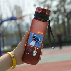 Lilo & Stitch 560ML Water Cup Children Portable Plastic Cartoon Figures Kawai Stitch Outdoor Large Capacity Sports Water Bottle