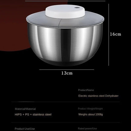 Stainless steel Vegetable Dehydrator Electric Cleanse Dryer Strainer Fruit and Vegetable Dry Wet Separation Dehydrator Kitchen