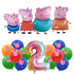 Peppa Pig Birthday Party Decoration Aluminum Foil Balloon For Kid Event Supplies Disposable Tableware Banner Backdrop Gift