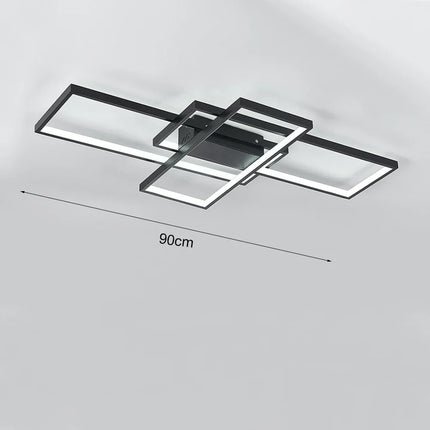 KOMORE Neutral Style Rectangular LED Semi Flush Ceiling Light, Cool White / Stepless Dimming for Office, Living Room