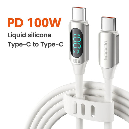 Toocki Silicone USB Type C to USB C Cable PD 100W Fast Charge  for Macbook Samsung Huawei Xiaomi Type C to Type C Cable Display