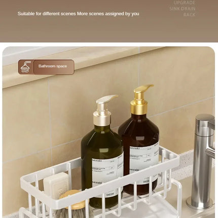 Kitchen Shelf Rag Storage Drainage Shelf No-Punch Storage Rack Home Spice Rack Sink Tap Sink Drainage Rack Kitchen Accessories