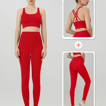 2 Piece Yoga Clothes Women's Tracksuit Athletic Wear Pilates Fitness Suit Gym Workout Push Up Clothes Sports Bra Leggings Suit