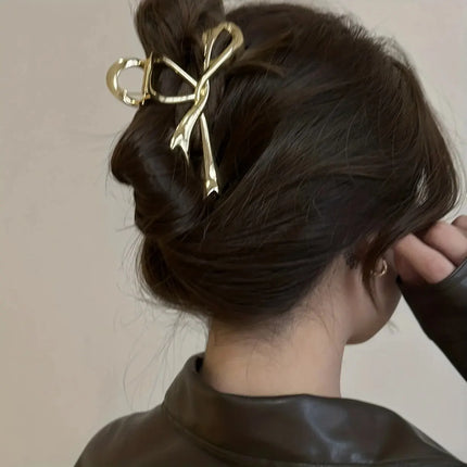 1 Multi-color Irregular Bow Large Grab Clip WOMEN'S Back Hair Clip Simple Design Advanced Sense Shark Clip Suitable for Daily US
