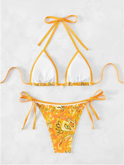 2025 Halter String Triangle Two Piece Bikini Women Swimwear Female Swimsuit Bathers Bathing Swimming Suit Beachwear Summer