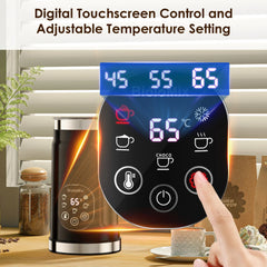 BioloMix Upgraded 5-in-1 LED Touch Screen Milk Frother for Lattes & Coffee, Hot And Cold Foam Maker