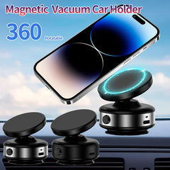Car Magnetic Vacuum Adsorption Bracket 360 Degree Rotating Aluminum Alloy Mobile Phone Holder For 4.7-inch Or Above Smartphones