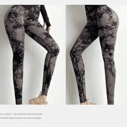 Women Seamless Tie Dye Yoga Leggings High Waist Fitness Sexy Fashion Leggings Exercise Running Lifting Buttocks Cycling Leggings
