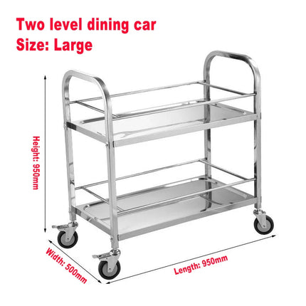 Stainless Steel Cart with Thickened Three Layers- Kitchen Utility Cart for Serving  Collecting Dishes Multi-functional Trolley