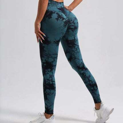 Women Seamless Tie Dye Yoga Leggings High Waist Fitness Sexy Fashion Leggings Exercise Running Lifting Buttocks Cycling Leggings