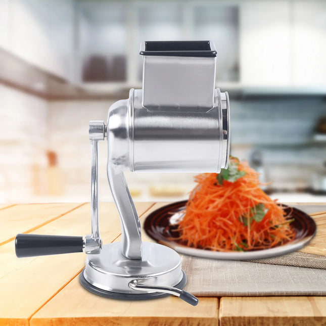 Multi-functional Cheese Grater Rotary Fruit Vegetable Slicer Shredder 5Drum Blade Stainless Steel