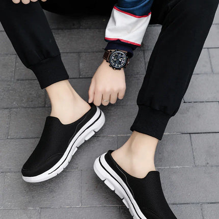 2024 Summer new breathable mesh shoes outdoor non-slip walking shoes comfortable sandals men half slippers casual loafers 35-48