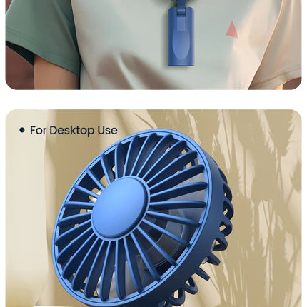 TOPK Portable Hand Held Fan,5000mAh 2-IN-1 Neck HandHeld Fan 180° Foldable Whisper-Quiet Brushless Motor Comes with Hanging Rope