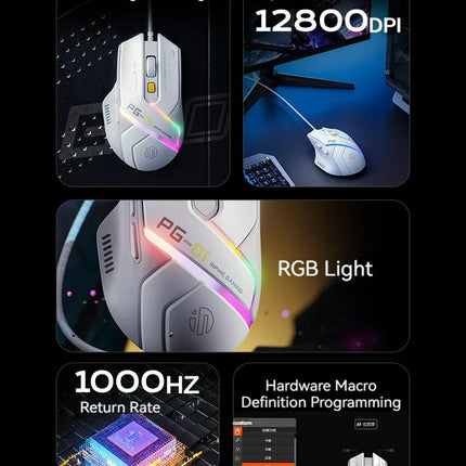 Inphic Pg1 Wired Mouse Gaming Mouse RGB Light Emitting   Macro Programming 12800DPI  6 Keys Computer Mouse For Office Home