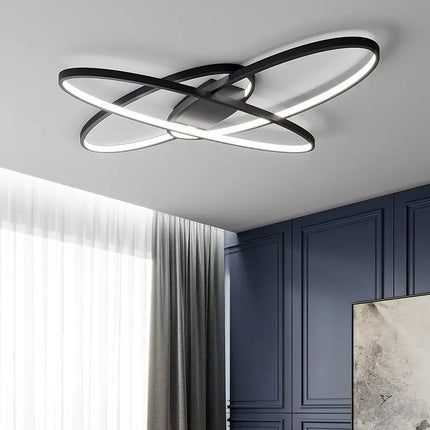 KOMORE Minimalistic Unique Oval LED Semi-Flush Ceiling Light, 76 W Cool White for Office, Living Room, Bedroom, Kitchen, Hallway