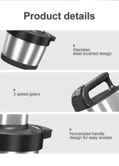 1500W 6.5L Stainless Steel Kitchen Meat Grinder 3 Gears Powerful Motor 4-Layer Blade Vegetable Crusher Onion Garlic Grinder