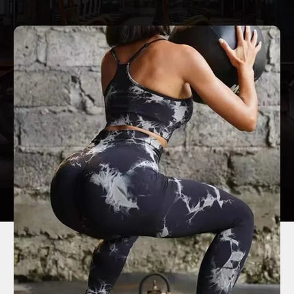 Women Seamless Tie Dye Yoga Leggings High Waist Fitness Sexy Fashion Leggings Exercise Running Lifting Buttocks Cycling Leggings