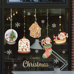 2024 Christmas Window Stickers Santa Claus Xmas Tree Cartoon Glass Decal Merry Christmas New Year Holiday Decorations for Home