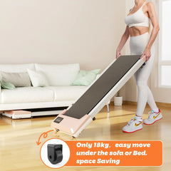 90cm Long Run Area Walking Pad, Under Desk Treadmill, 1-6KM/H Treadmill for Home with Remote Control and LCD Display Pink