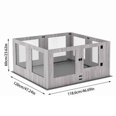 Tempered Glass Dog Puppies Playpen, Indoor Pet Whelping Pen Box Cage, Exercise Fence, with Waterproof Fertility Pad, 8 Panels
