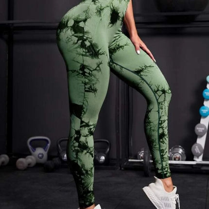 Seamless High Waist Leggings Women Tie Dye Leggings Fitness Sports Running Yoga Pants Hip Liftting Elastic Knitting Tights
