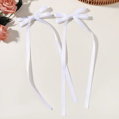 2pcs 2024 New Cute Ribbon Bow Headband Long Tassel Hair Clip Women's Hair Accessories Girls Party Headwear Side Clips Wholesale